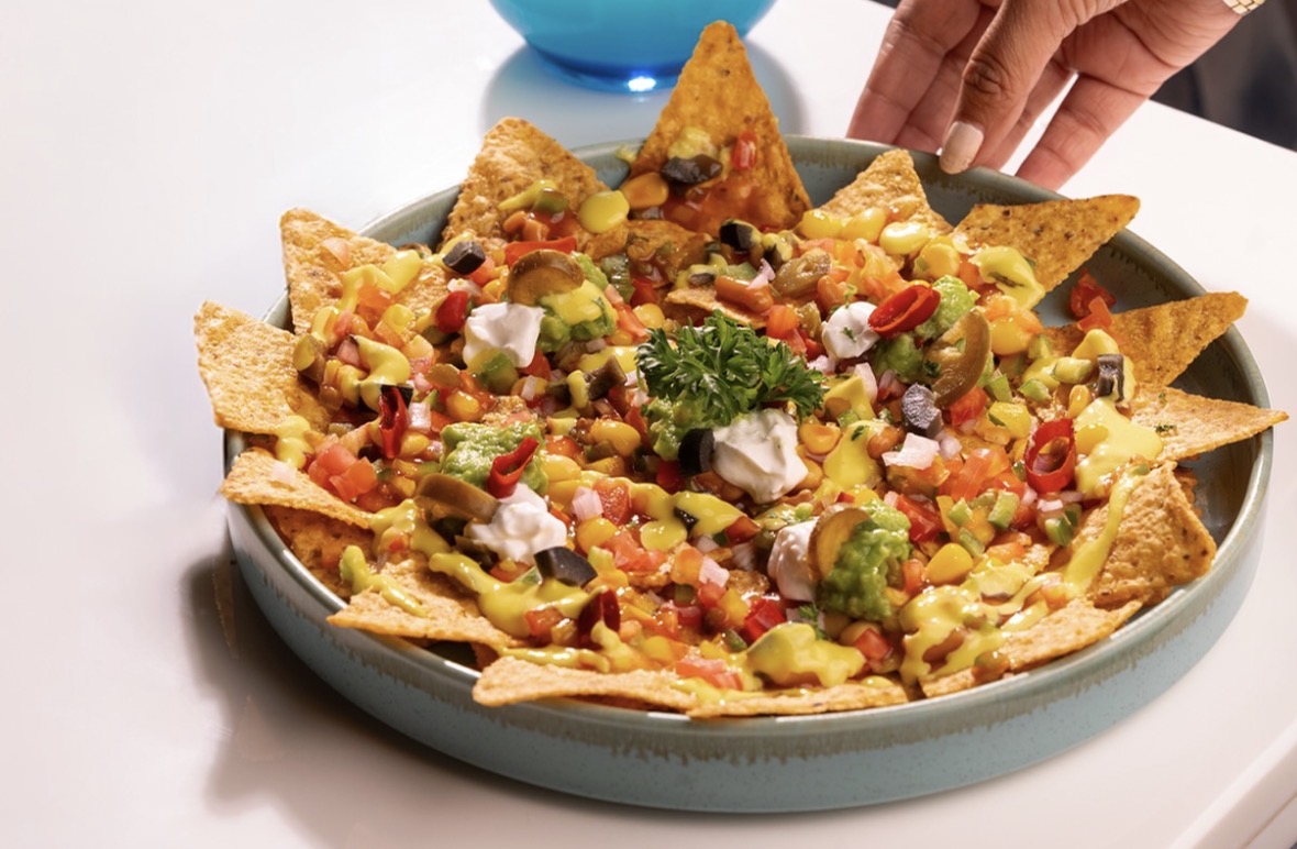 Veg loaded nachoes
